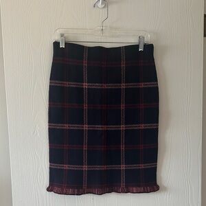 LOFT Navy Plaid Pencil Skirt